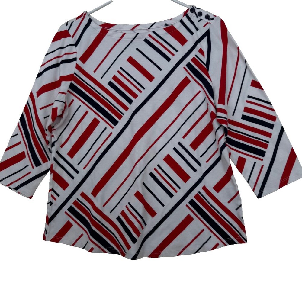 Charter Club Nautical Striped Top Size XL 100% Pima Cotton Coastal Americana